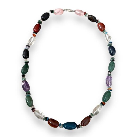 VINTAGE SEMI PRECIOUS BEAD NECKLACE 22 inch - Picture 2 of 6